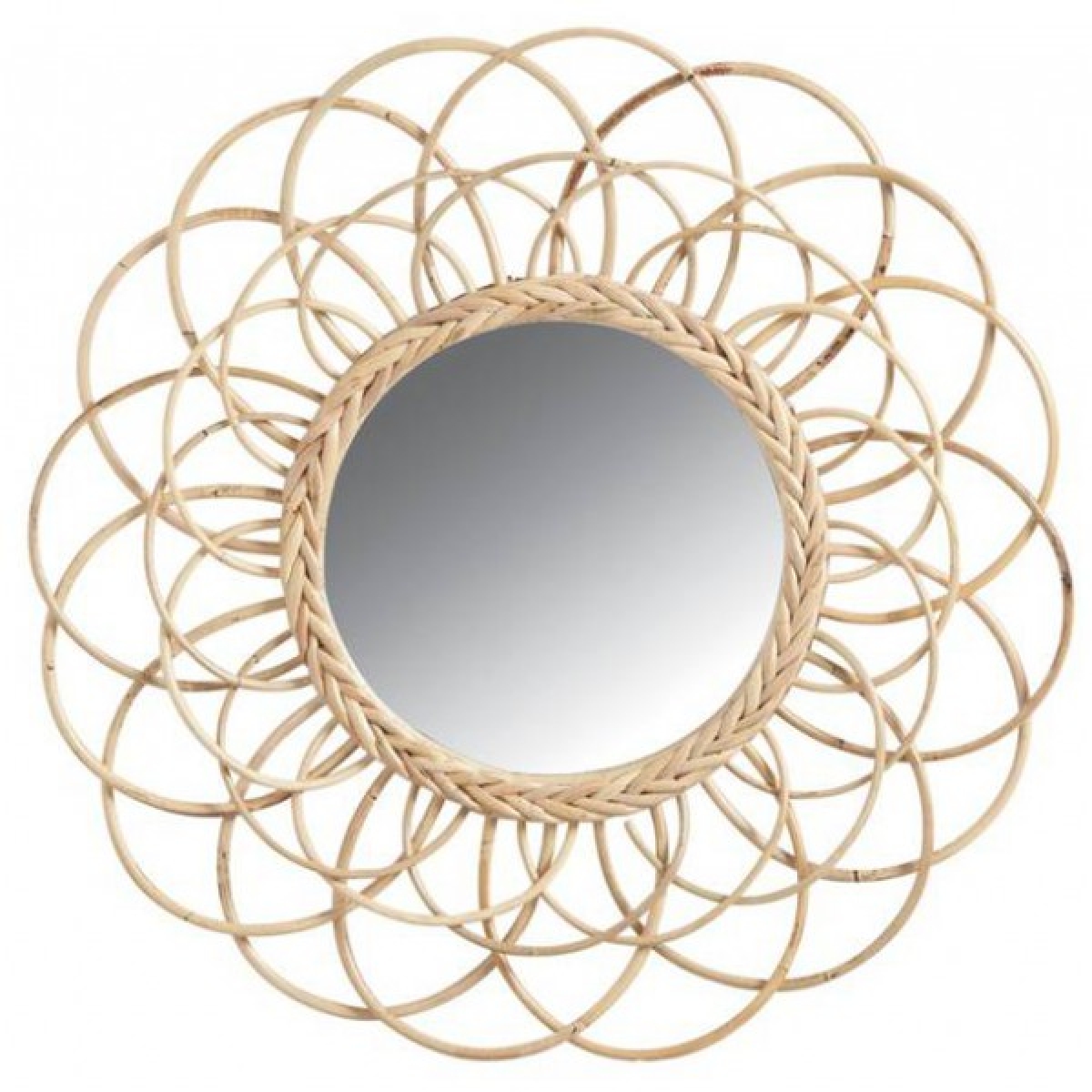 Miroir en Rotin Fleur