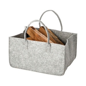 Sac en feutre gris clair pour bois de chauffage